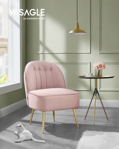 Accent Chair, Velvet Vanity Chair with Metal Legs, Shell-Shaped Back, Wide Seat, Luxury Style