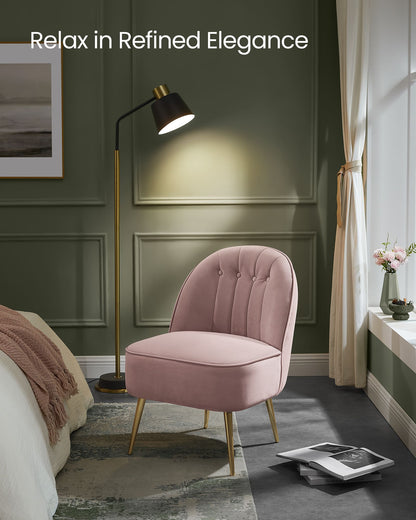 Accent Chair, Velvet Vanity Chair with Metal Legs, Shell-Shaped Back, Wide Seat, Luxury Style