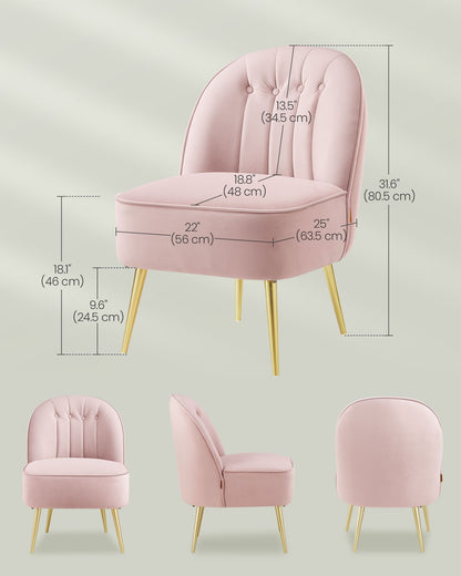 Accent Chair, Velvet Vanity Chair with Metal Legs, Shell-Shaped Back, Wide Seat, Luxury Style