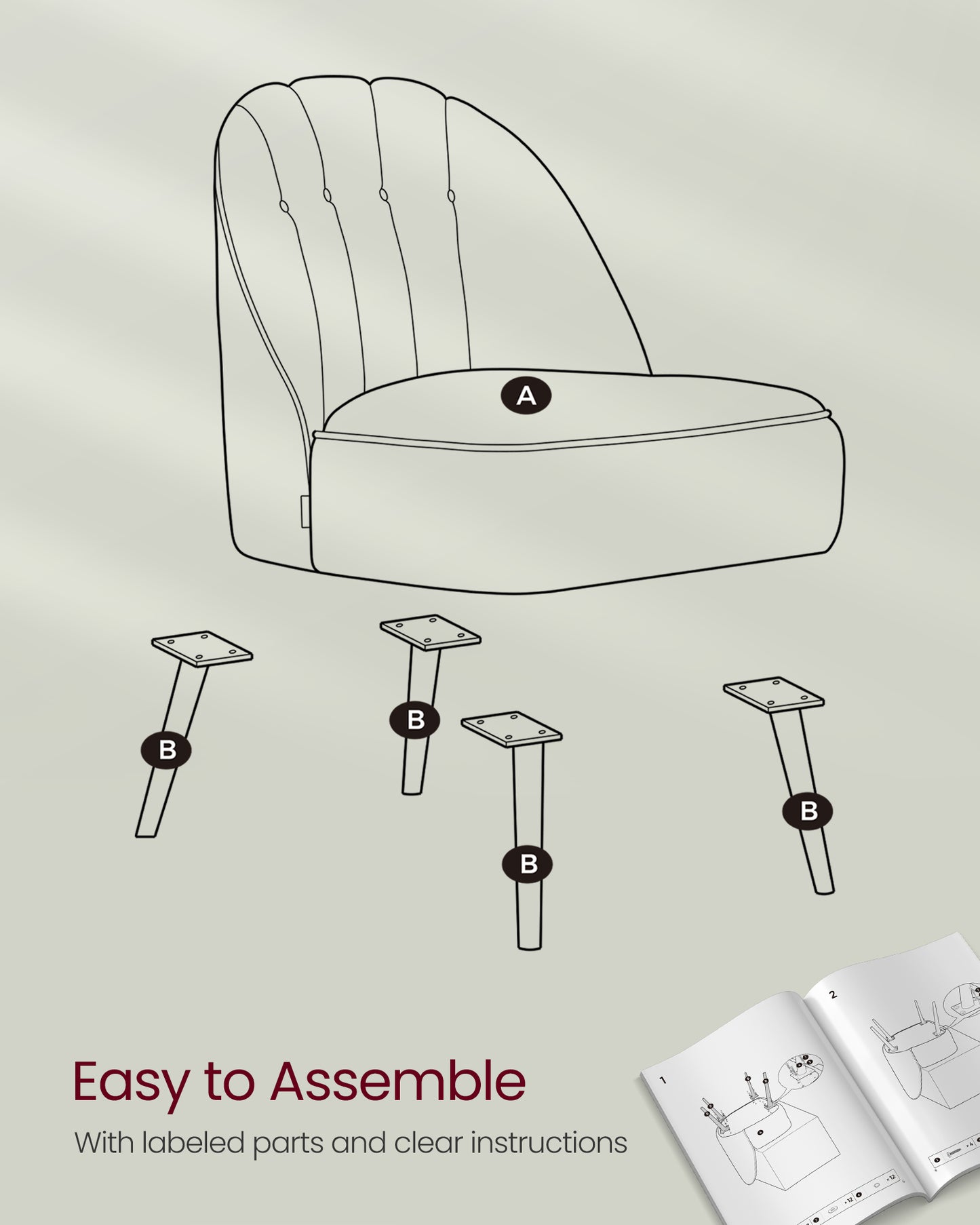 Accent Chair, Velvet Vanity Chair with Metal Legs, Shell-Shaped Back, Wide Seat, Luxury Style