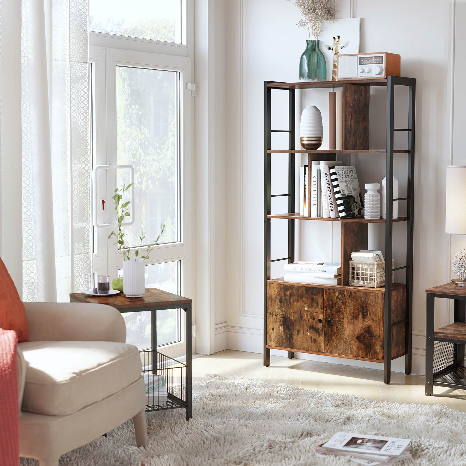 Large Bookcase with Doors and 4 Shelves - image 5