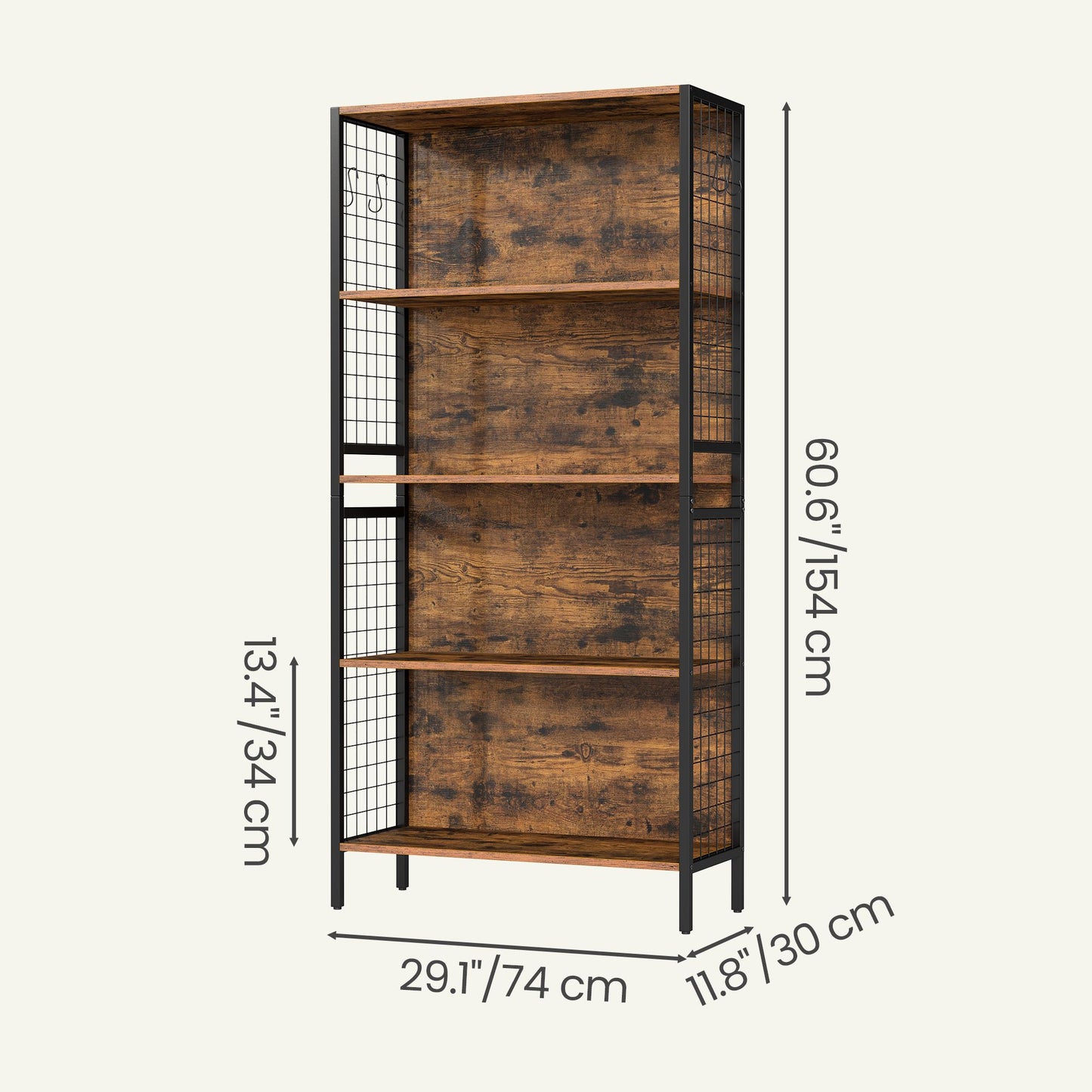 Bookcase with Tall Legs, 30 x 74 x 154 cm, Brown - image 3