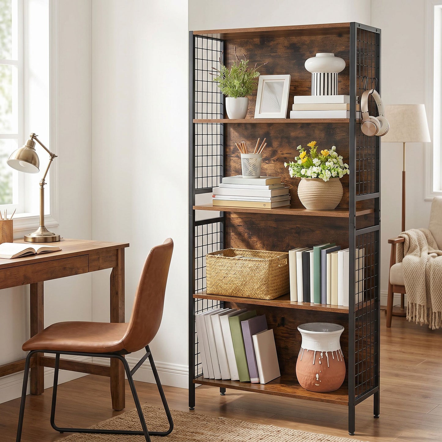 Bookcase with Tall Legs, 30 x 74 x 154 cm, Brown - image 5
