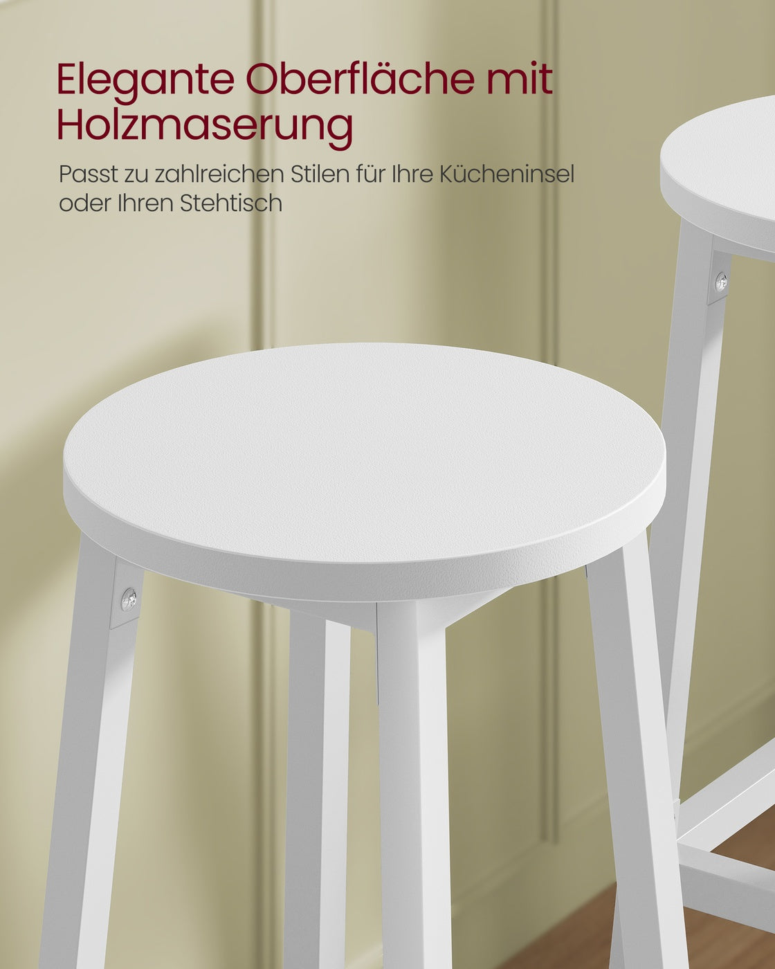 Set of 2 Kitchen Stools Cloud White