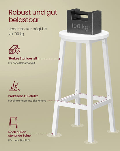 Set of 2 Kitchen Stools Cloud White