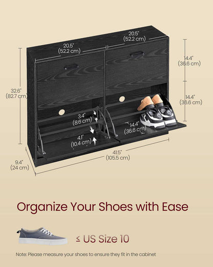 Shoe Cabinet with 4 Flip Doors