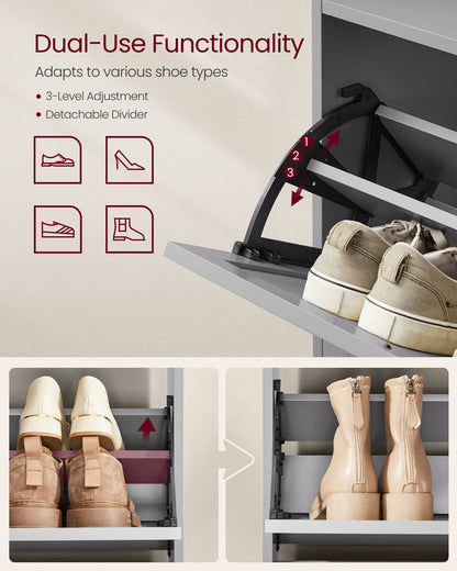 Shoe Cabinet with 3 Flip Drawers, Shoe Organizer