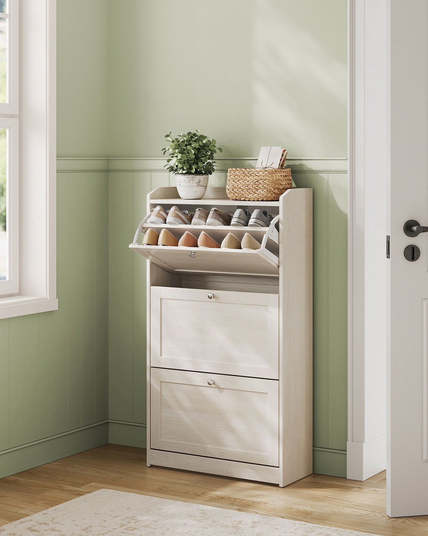 Shoe Cabinet with 3 Flip Drawers