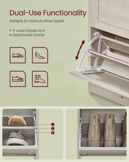 Shoe Cabinet with 3 Flip Drawers