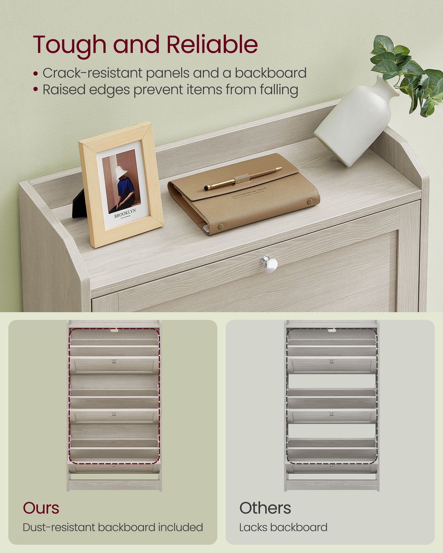 Shoe Cabinet with 3 Flip Drawers