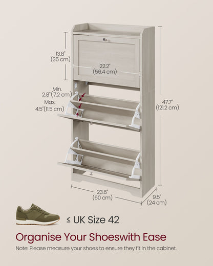 Shoe Cabinet with 3 Flip Drawers, Shoe Organizer