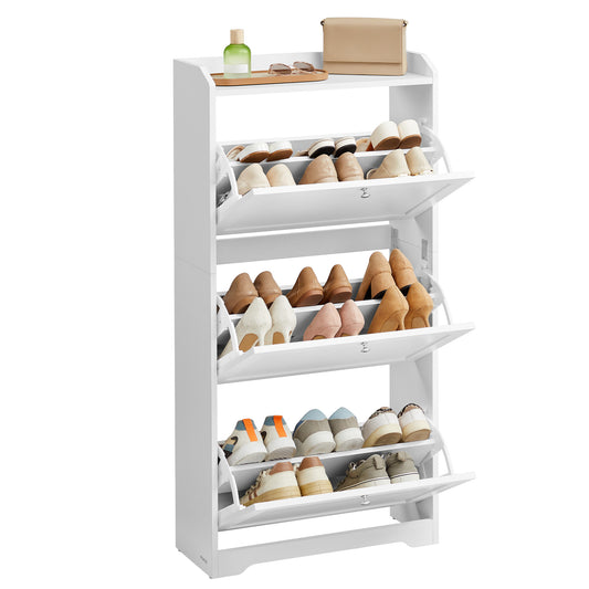 Shoe Cabinet with 3 Flip Drawers, Shoe Organizer