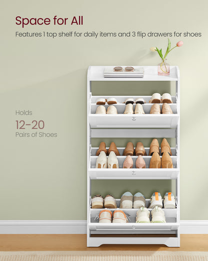 Shoe Cabinet with 3 Flip Drawers, Shoe Organizer