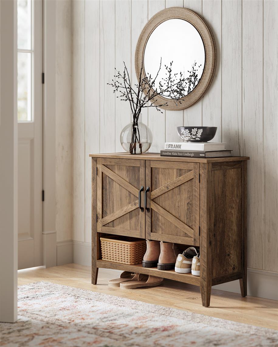 3-Tier Shoe Cabinet with Height-Adjustable Shelf - HWLEXTRA 