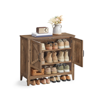 3-Tier Shoe Cabinet with Height-Adjustable Shelf - HWLEXTRA 