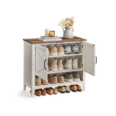3-Tier Shoe Cabinet with Height-Adjustable Shelf