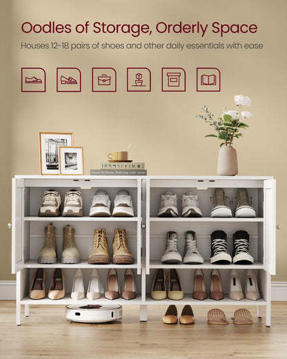 Shoe Cabinet, 3-Tier Shoe Storage Organizer - HWLEXTRA 