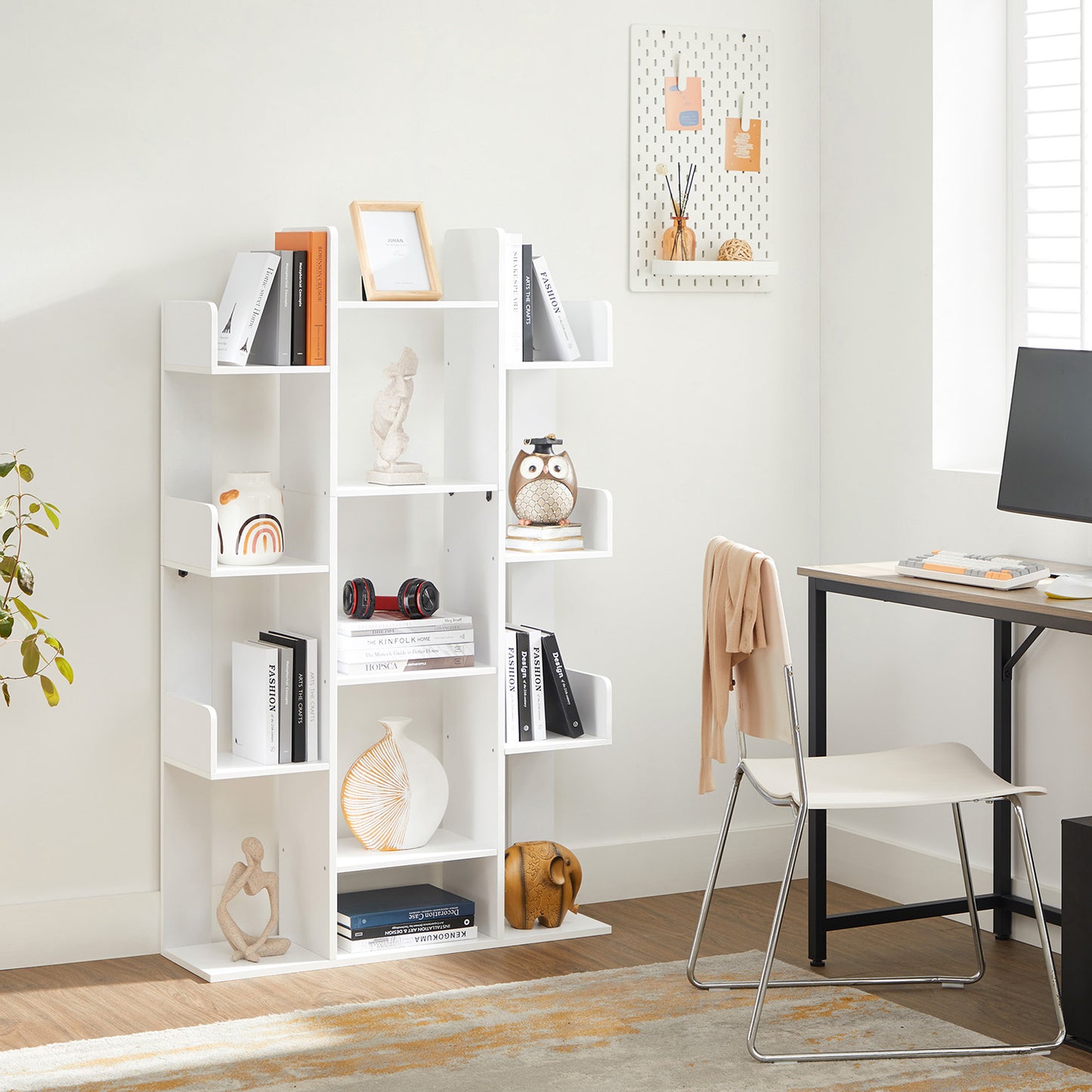 Tree-Shaped Bookcase with 13 Storage Shelves White - image 2