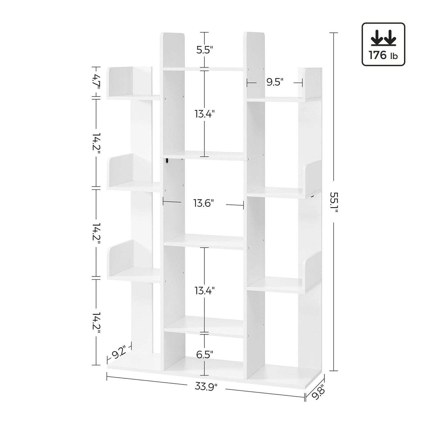 Tree-Shaped Bookcase with 13 Storage Shelves White - image 7