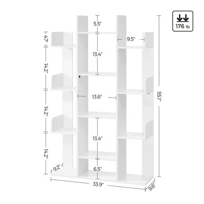 Tree-Shaped Bookcase with 13 Storage Shelves White - image 7