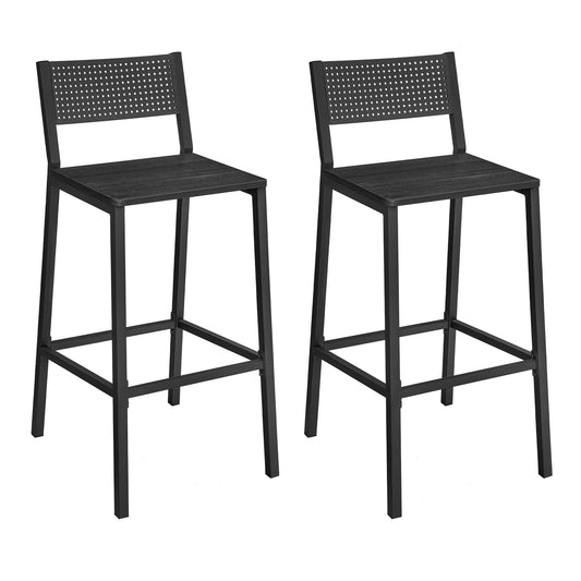 Industrial Bar Stools, Set of 2, Rustic Brown, 28.5" Seat, Ergonomic Backrest