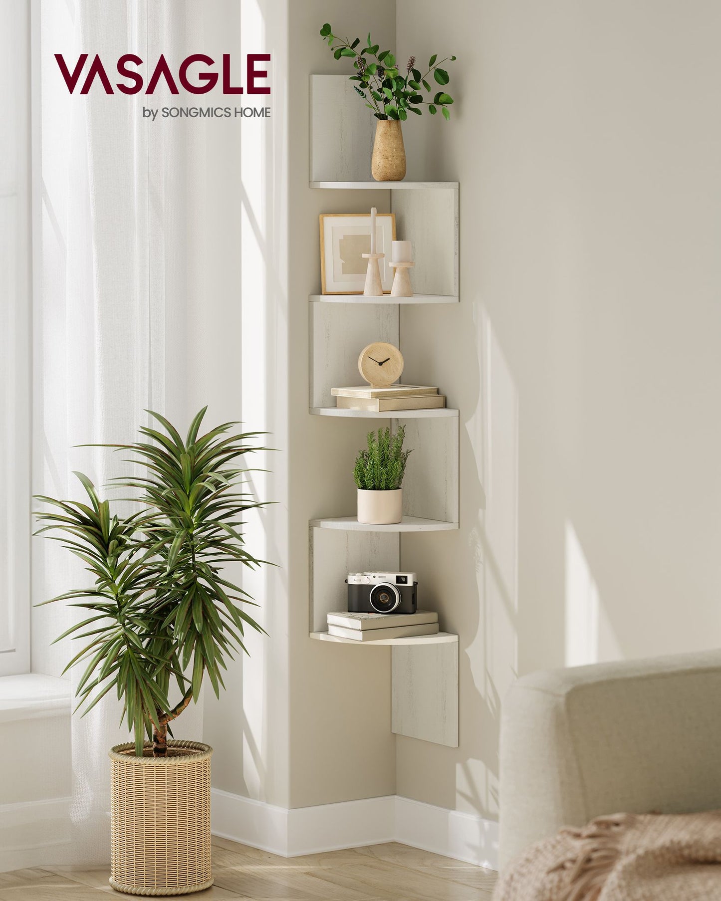 5-Tier Corner Shelf Wall Mount - HWLEXTRA 