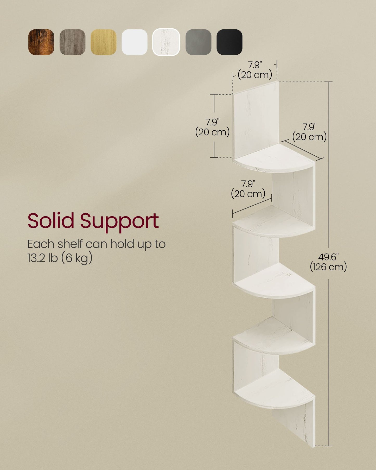 5-Tier Corner Shelf Wall Mount - HWLEXTRA 