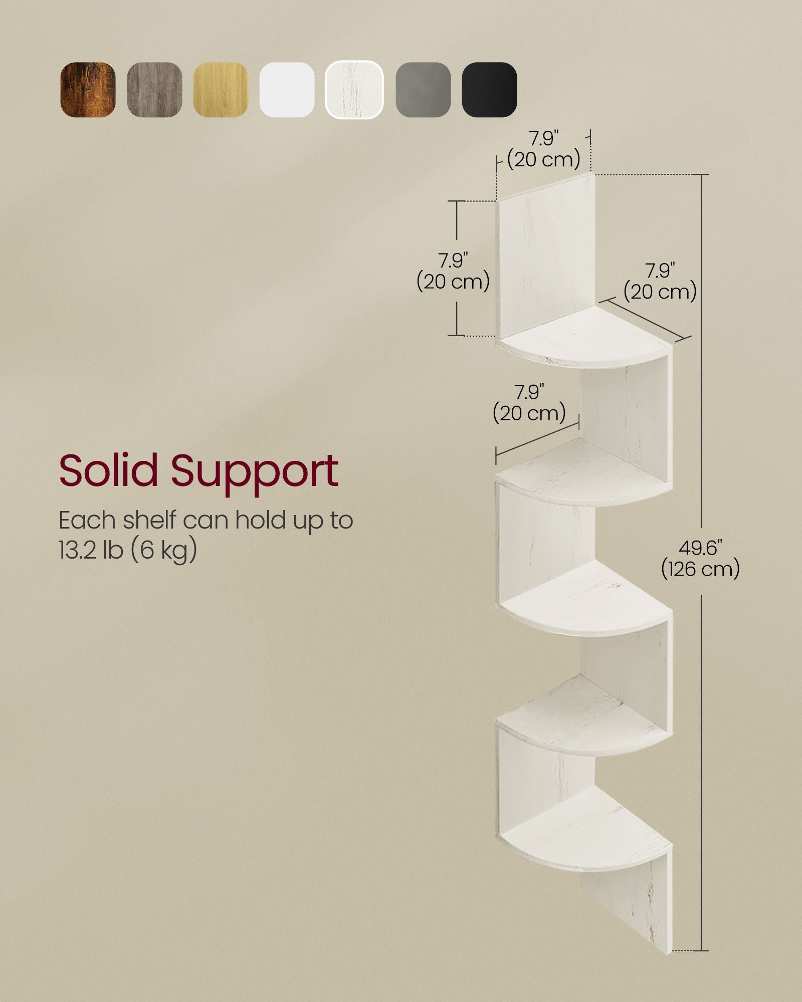 5-Tier Corner Shelf Wall Mount - HWLEXTRA 