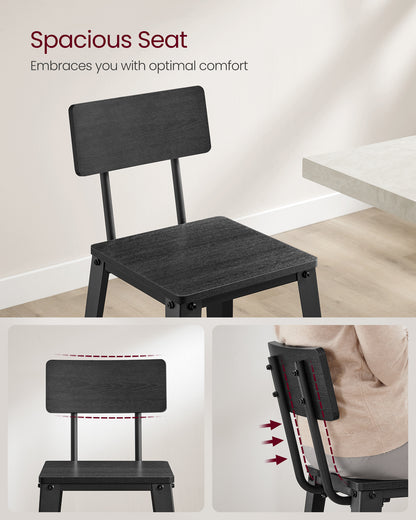 Set of 2 Tall Bar Stools with Back - image 3