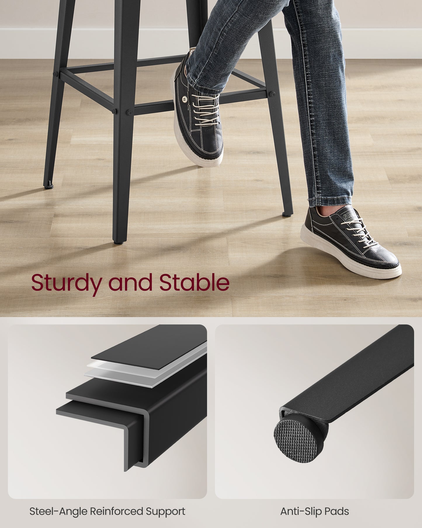 Set of 2 Tall Bar Stools with Back - image 4
