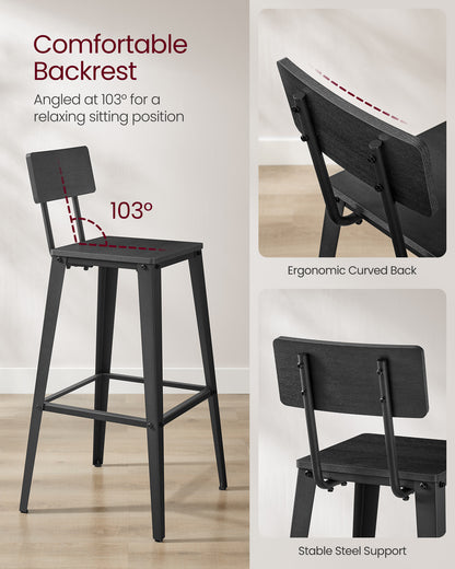Set of 2 Tall Bar Stools with Back - image 6