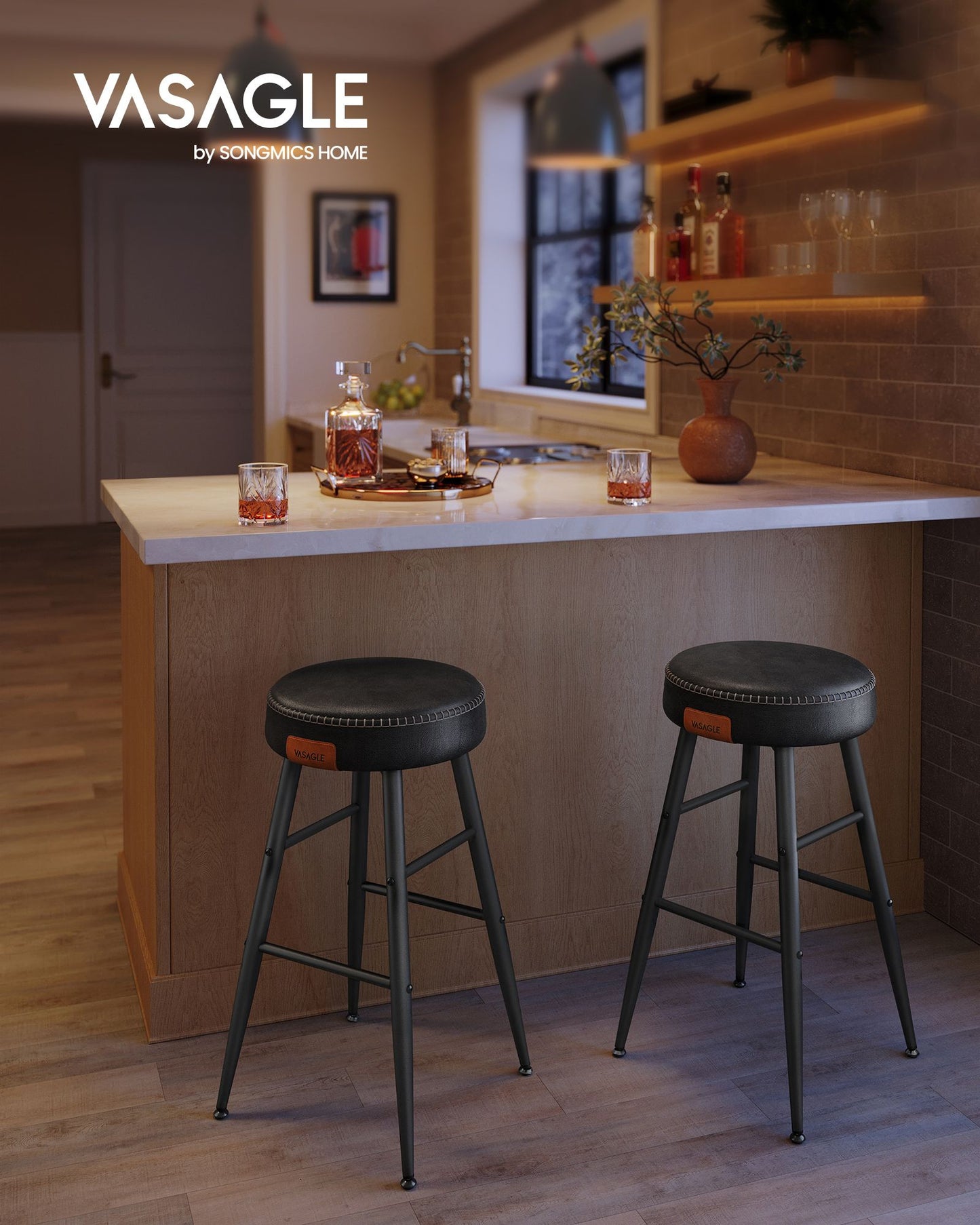 EKHO Collection - Counter Stools Set of 2, Ink Black