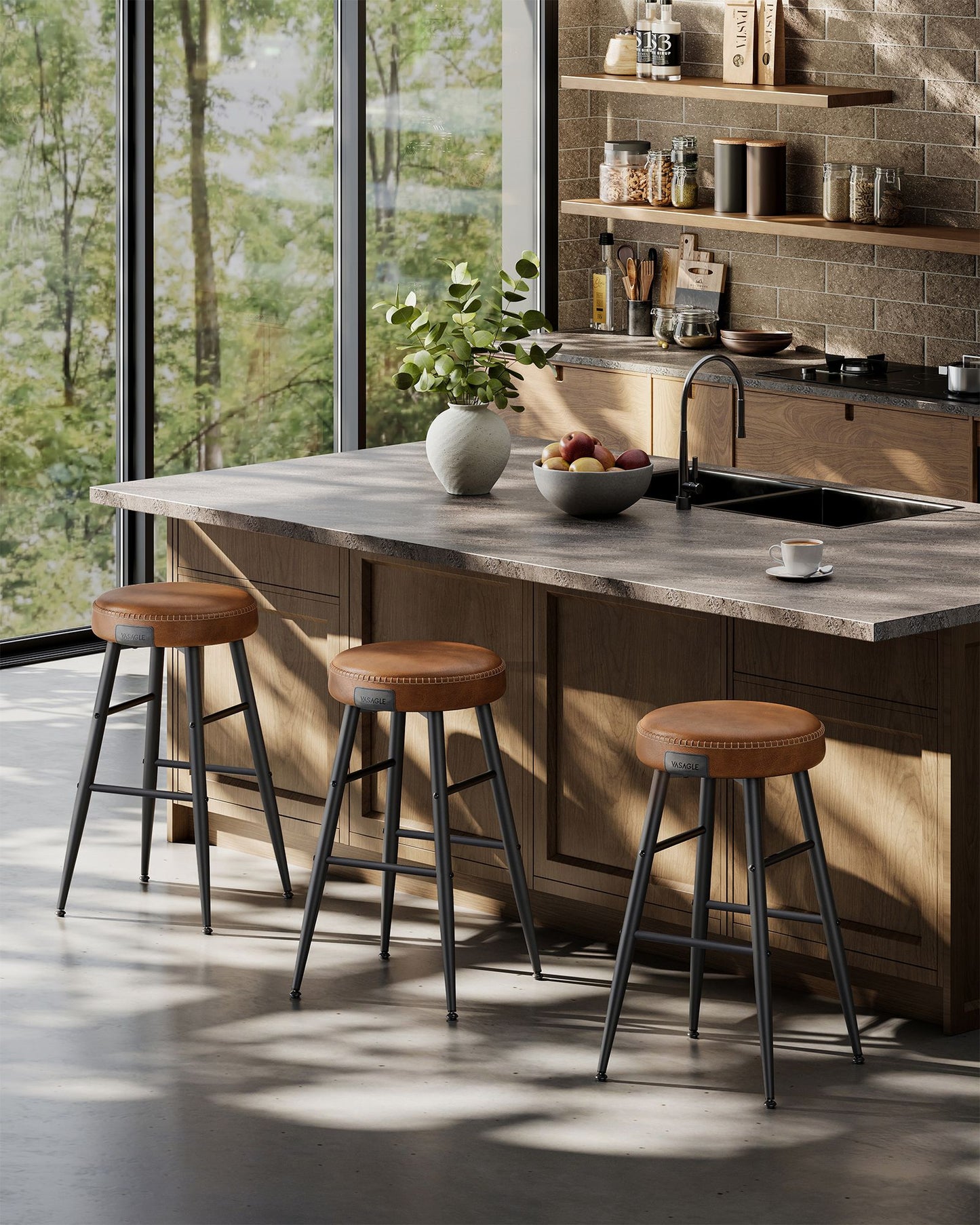 EKHO Collection - Counter Stools Set of 2, Camarel Brown