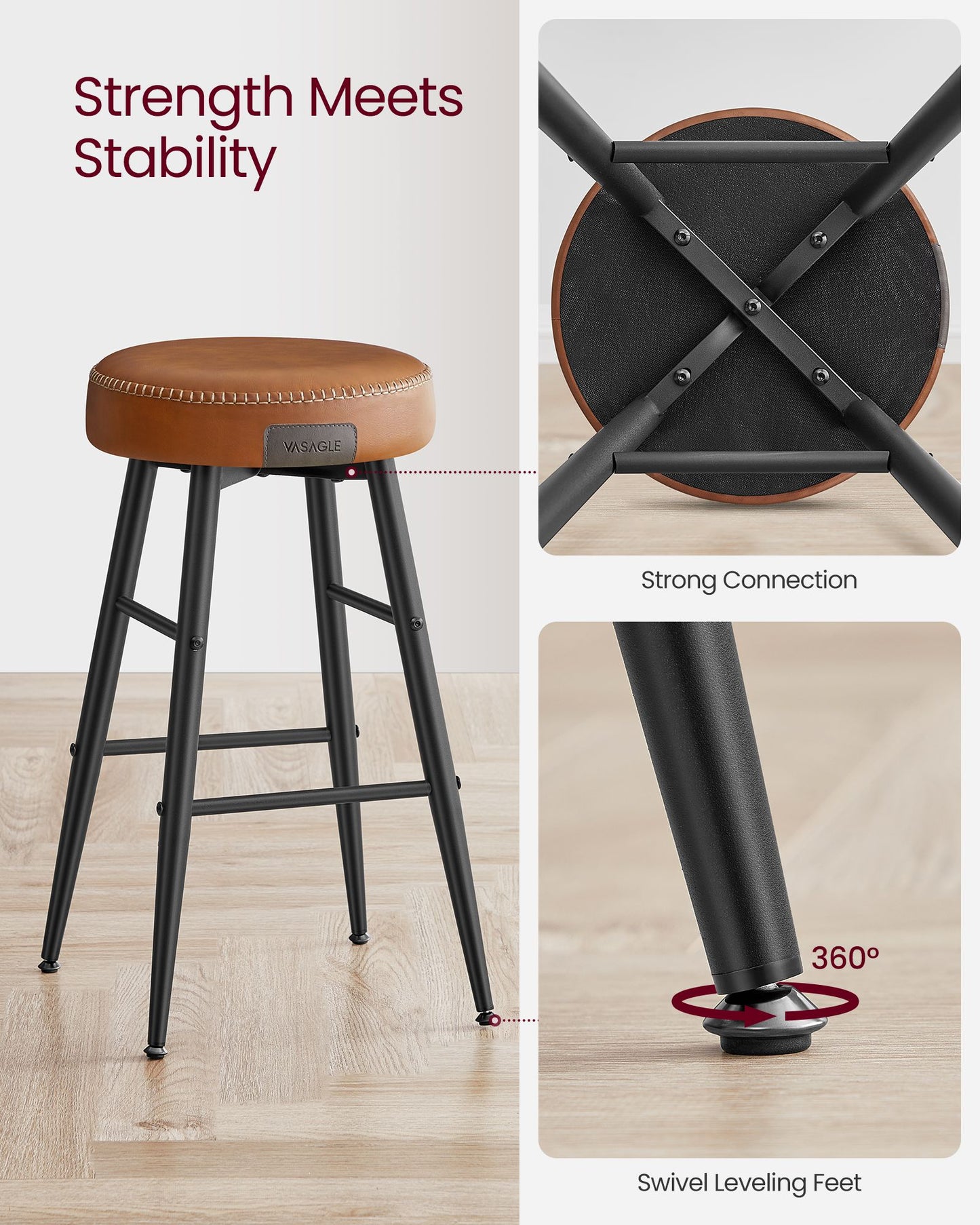 EKHO Collection - Counter Stools Set of 2, Camarel Brown
