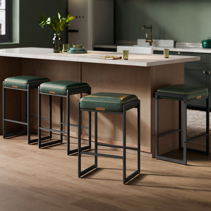 EKHO Collection Bar Stools Set of 4, Counter Height Bar Stools, Caramel Brown
