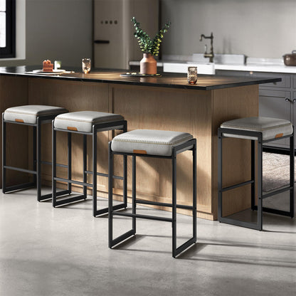 EKHO Collection Bar Stools Set of 4, Counter Height Bar Stools, Caramel Brown