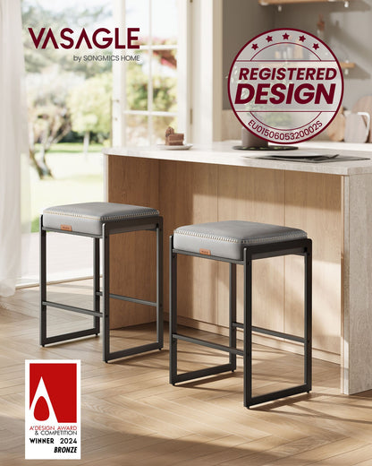 EKHO Collection Bar Stools Set of 4, Counter Height Bar Stools, Caramel Brown