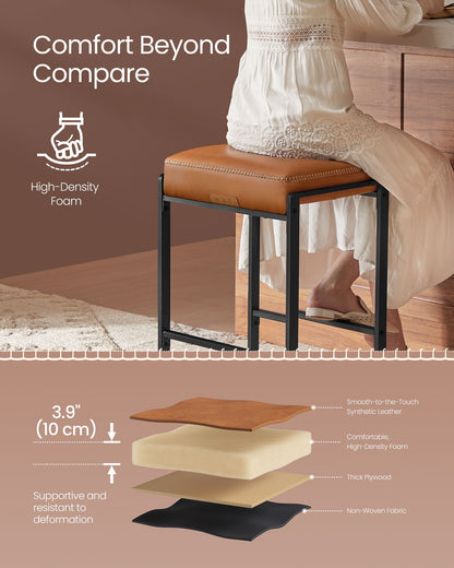 EKHO Collection Bar Stools Set of 4, Counter Height Bar Stools, Caramel Brown