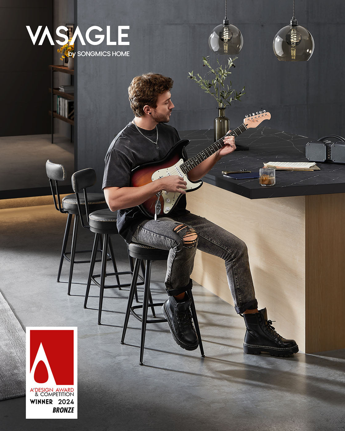 EKHO Collection - Bar Stools Set of 2, 25.6-Inch Tall