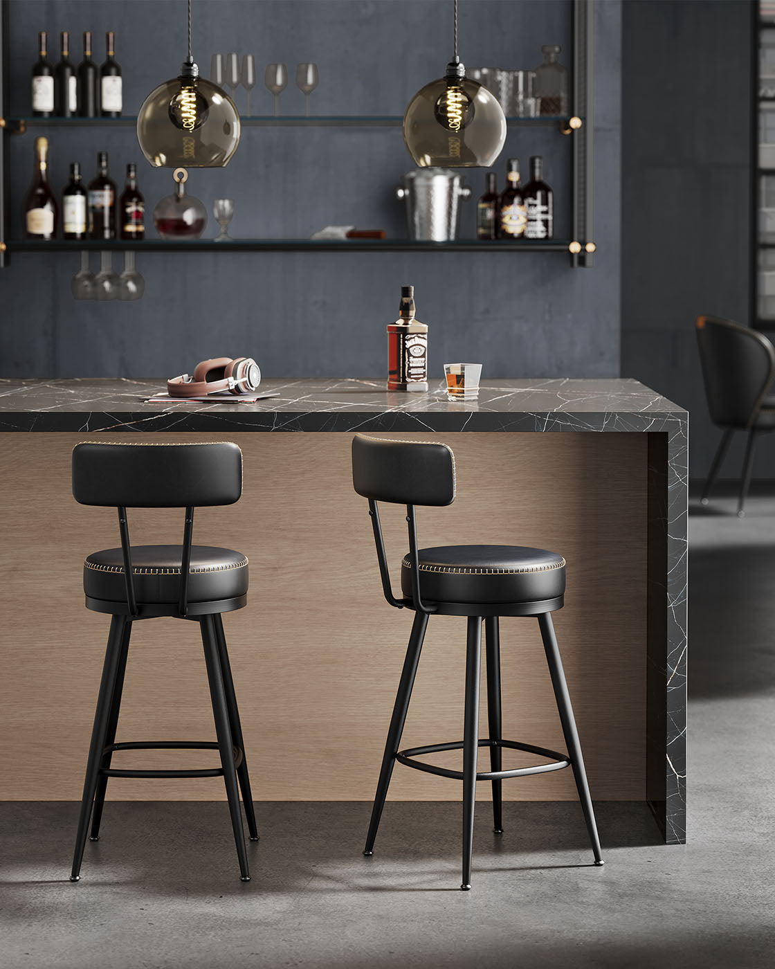 EKHO Collection - Bar Stools Set of 2, 25.6-Inch Tall