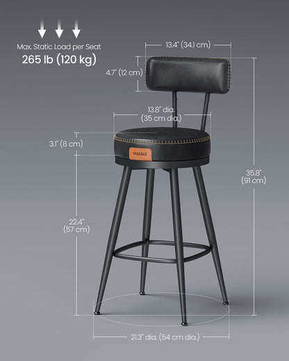 EKHO Collection - Bar Stools Set of 2, 25.6-Inch Tall