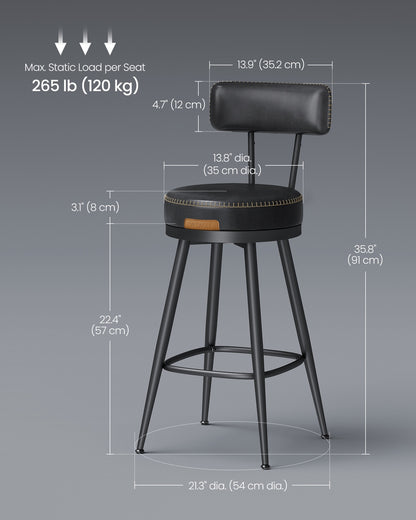 EKHO Collection - Bar Stools Set of 2, 25.6-Inch Tall