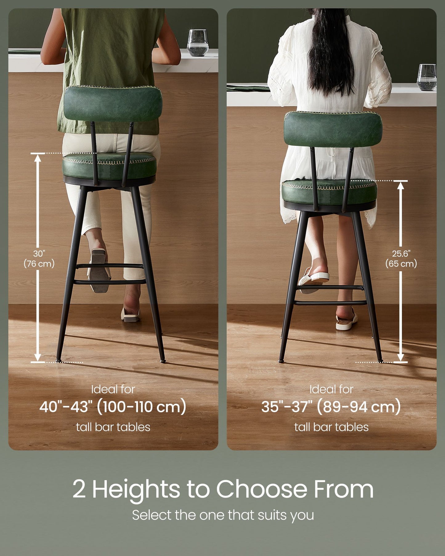 EKHO Collection - Bar Stools Set of 2, 25.6-Inch Tall