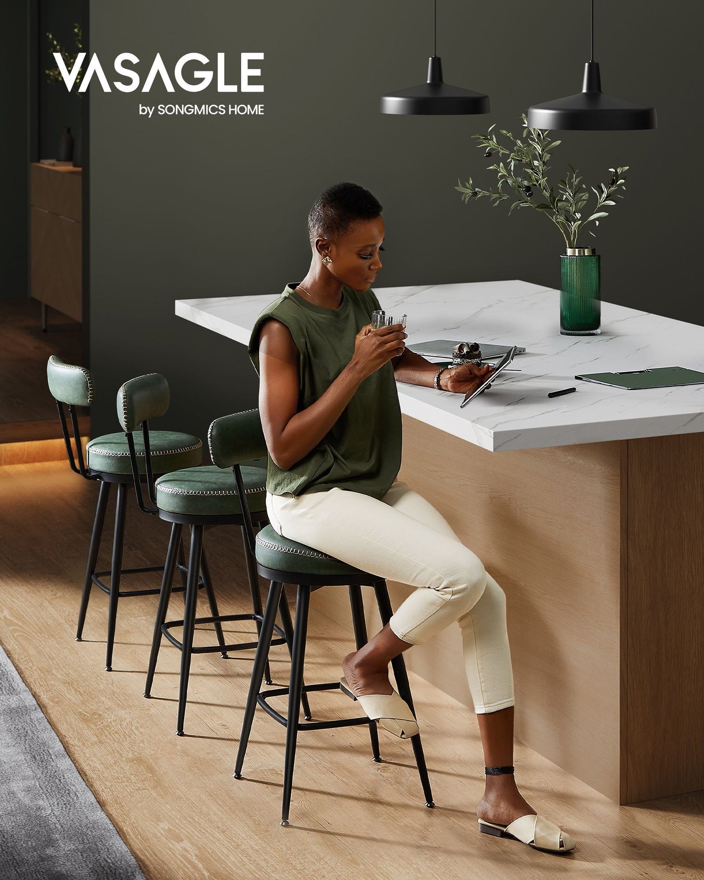 EKHO Collection - Bar Stools Set of 2, 25.6-Inch Tall