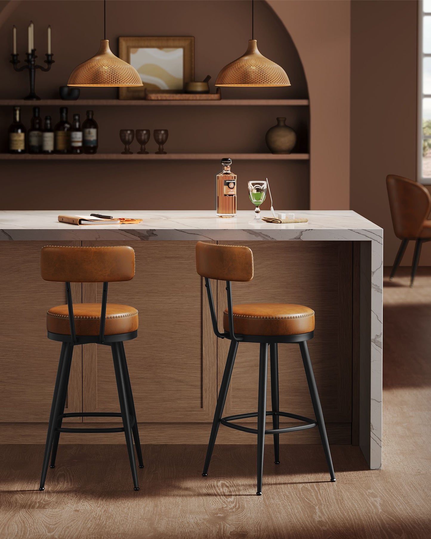 EKHO Collection - Bar Stools Set of 2, 25.6-Inch Tall