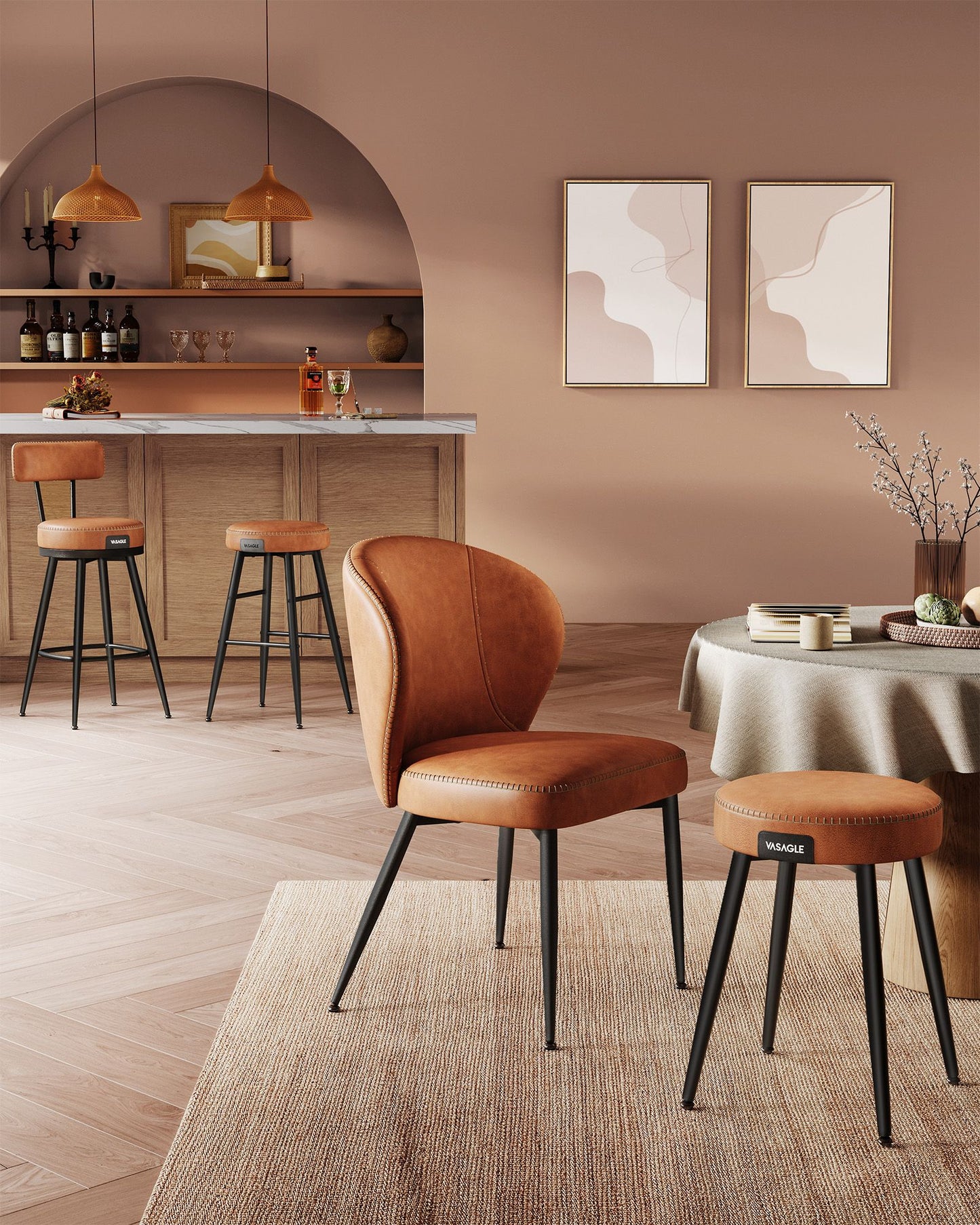 EKHO Collection - Bar Stools Set of 2, 25.6-Inch Tall