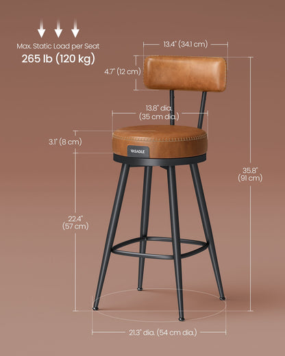 EKHO Collection - Bar Stools Set of 2, 25.6-Inch Tall