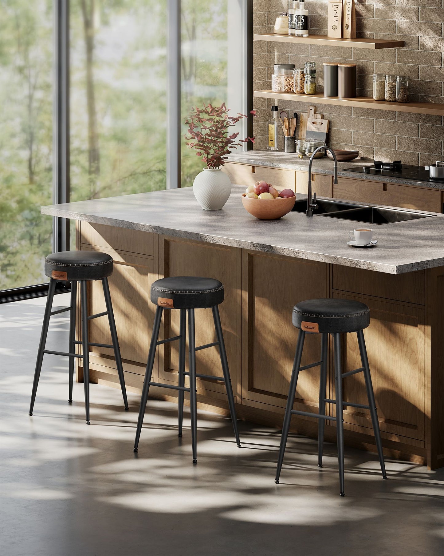 EKHO Collection - Bar Stools Set of 2, Ink Black