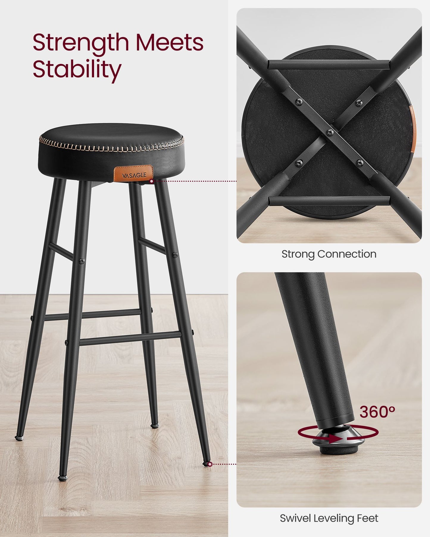 EKHO Collection - Bar Stools Set of 2, Ink Black