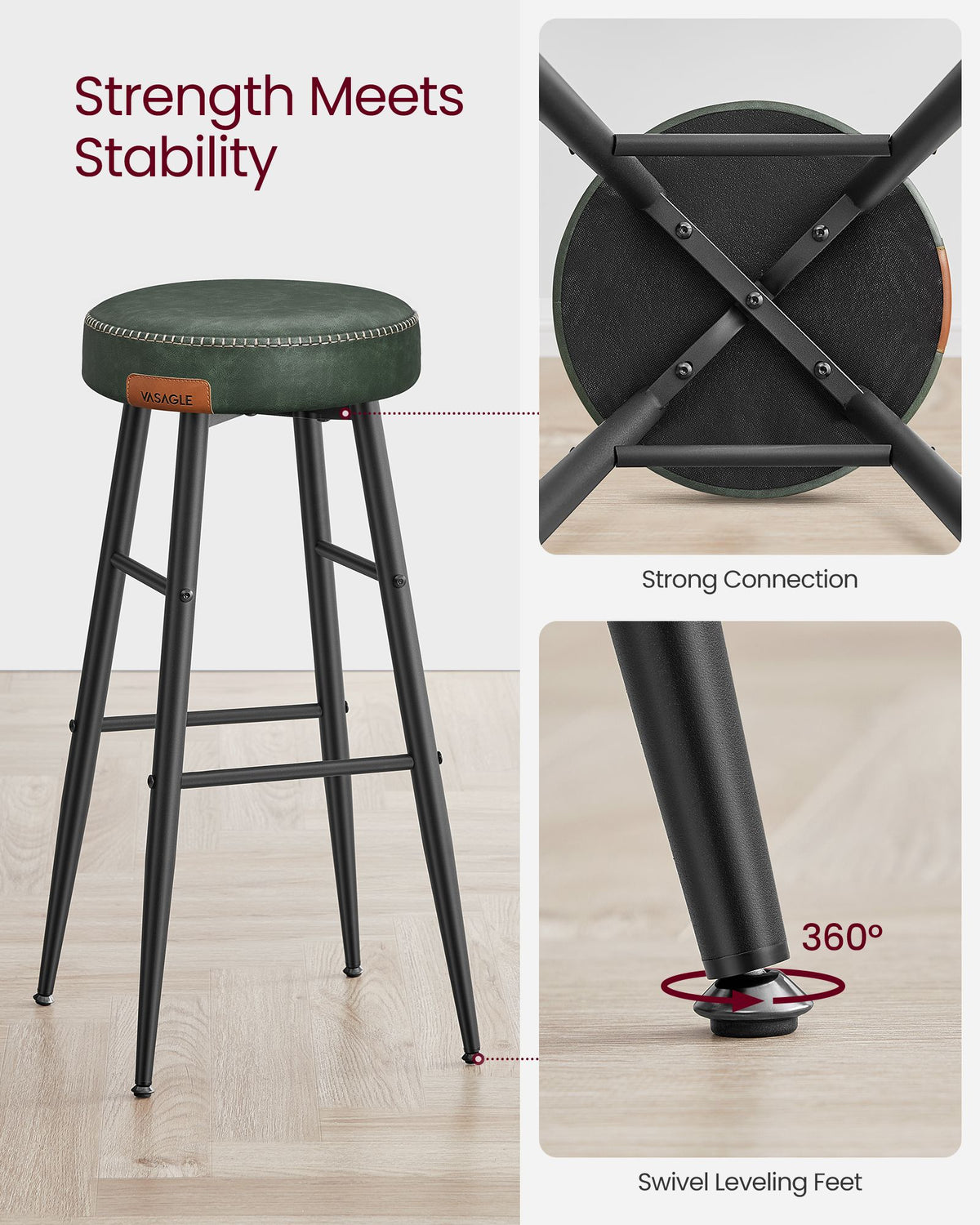 EKHO Collection - Bar Stools Set of 2, Forest Green